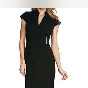Calvin Klein Black Midi Wrap Dress size 2P